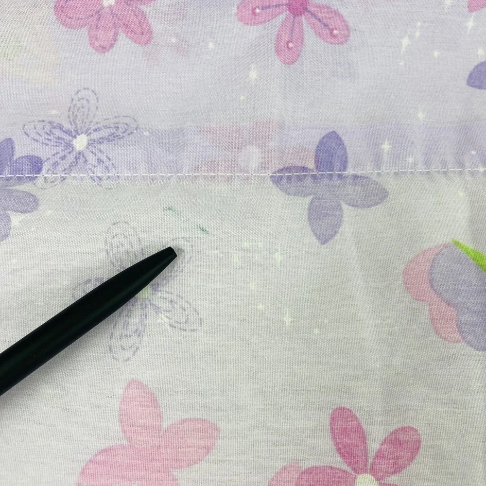 Vintage Disney Home Tinkerbell Fairy Purple Floral Dragonfly Twin Flat Sheet